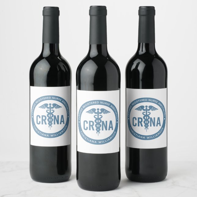 Custom CRNA Certified Registered Nurse Anaesthetis Wine Label (Bottles)