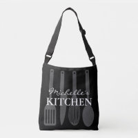 Custom cross body bag with kitchen utensils design