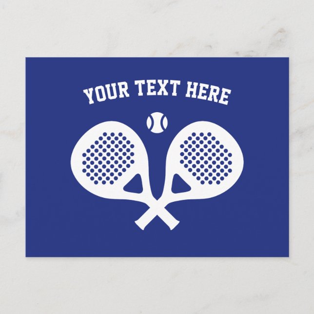 Custom crossed rackets logo padel tennis postcards (Front)
