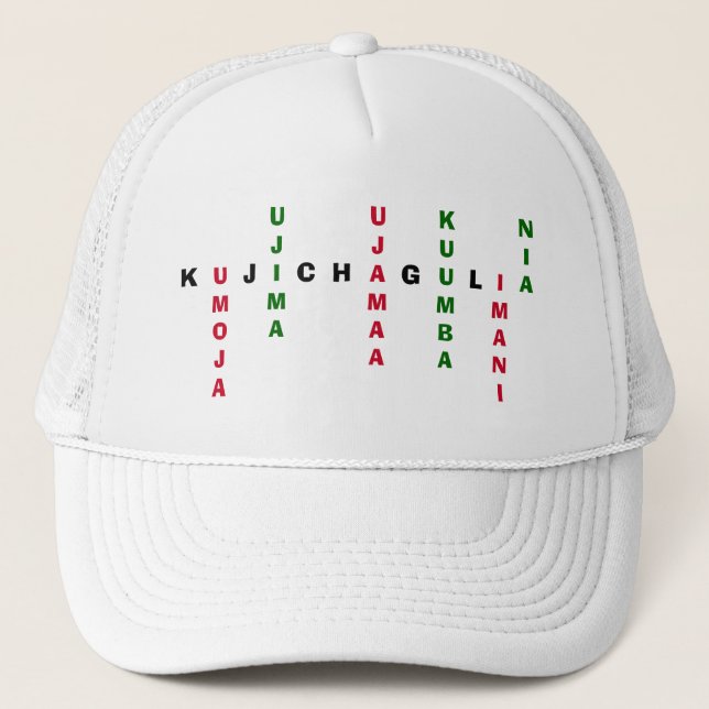 Custom Crossword Kwanzaa NGUZO SABA Trucker Hat (Front)