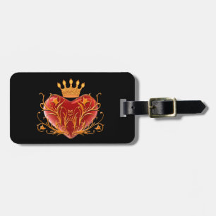 Custom Crown Filigree Heart Luggage Tag