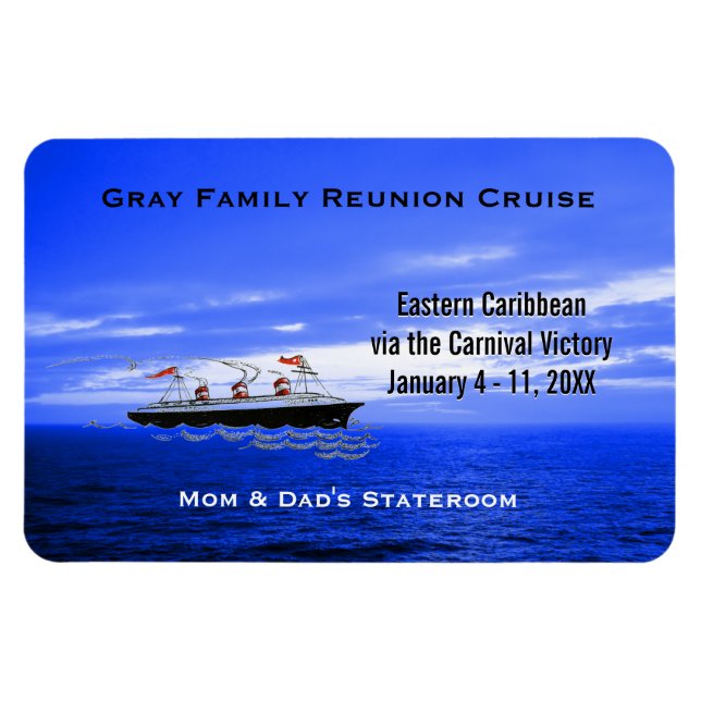 Custom Cruise Cabin Door Marker | Blue Ocean Ship Magnet (Horizontal)