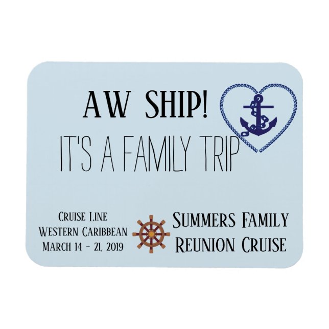 Custom Cruise Door Family Personalised Aw Ship! Magnet (Horizontal)
