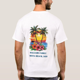 Custom Cruise Pink Palm Tree Beach Family Reunion  T-Shirt