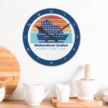 Custom Cruise Ship Boat Captain Beach Round Clock<br><div class="desc">Cool custom cruise ship clock for your family reunion or spring break trip to Bermuda,  The Bahamas,  or The Caribbean. Customise this cute wall clock for an ocean liner worker or boat captain.</div>