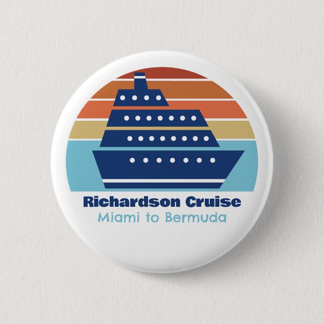 Custom Cruise Ship Family Trip Sunset Keepsake 6 Cm Round Badge (Front)