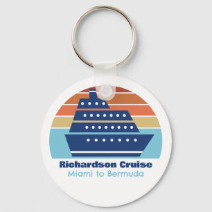 Custom Cruise Ship Family Trip Sunset Keepsake Key Ring
