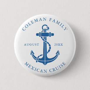 Custom Cruise Ship Nautical Anchor Family Matching 6 Cm Round Badge