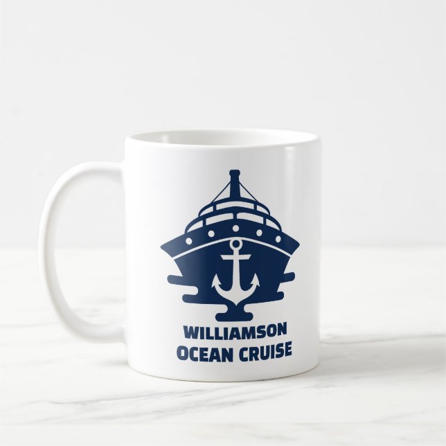 Custom Cruise Ship Nautical Anchor Keepsake Coffee Mug (Left)