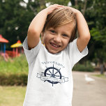 Custom Cruise Ship Nautical Family Ocean Vacation Toddler T-Shirt<br><div class="desc">Chic custom summer vacation toddler t-shirt for your beach cruise on the ocean featuring a navy blue boat steering wheel. This nautical themed design is perfect for classy matching family reunion tees to commemorate the special trip. Personalise with your last name and year.</div>