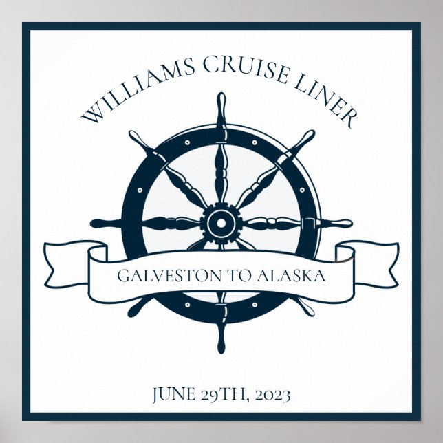 Custom Cruise Ship Nautical Wheel Keepsake Poster (Front)