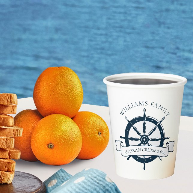 Custom Cruise Ship Vintage Nautical Wheel Paper Cups (Creator Uploaded)