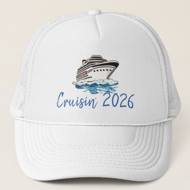 Custom Cruisin' Fun Cruise Ship Trucker Hat (Front)