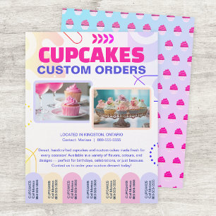 Custom Cupcakes and Cakes Tear Offs Flyer Template