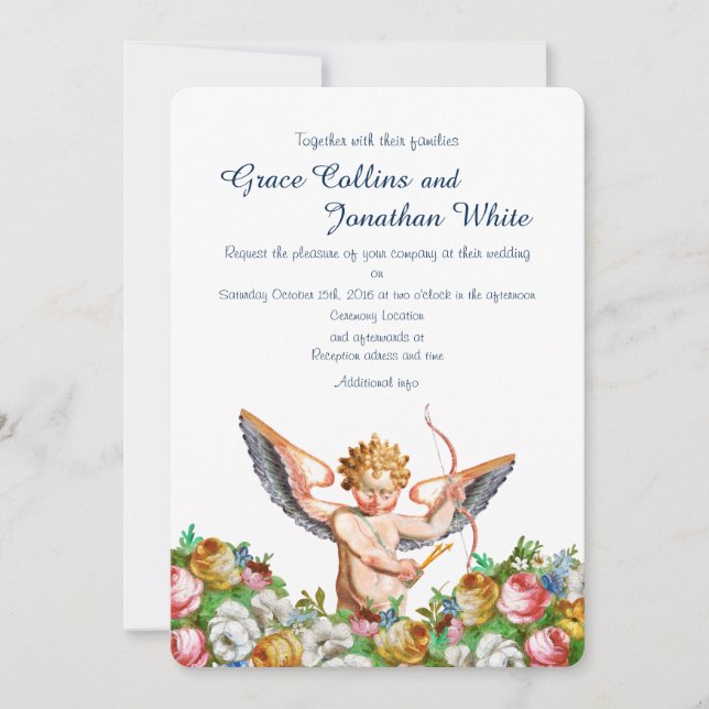 Custom cupid garden wedding invitation (Front)