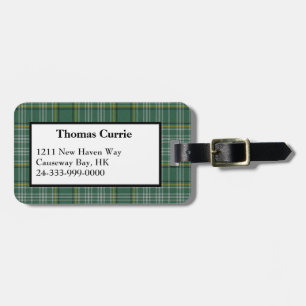 Custom Currie Tartan Plaid Luggage Tag