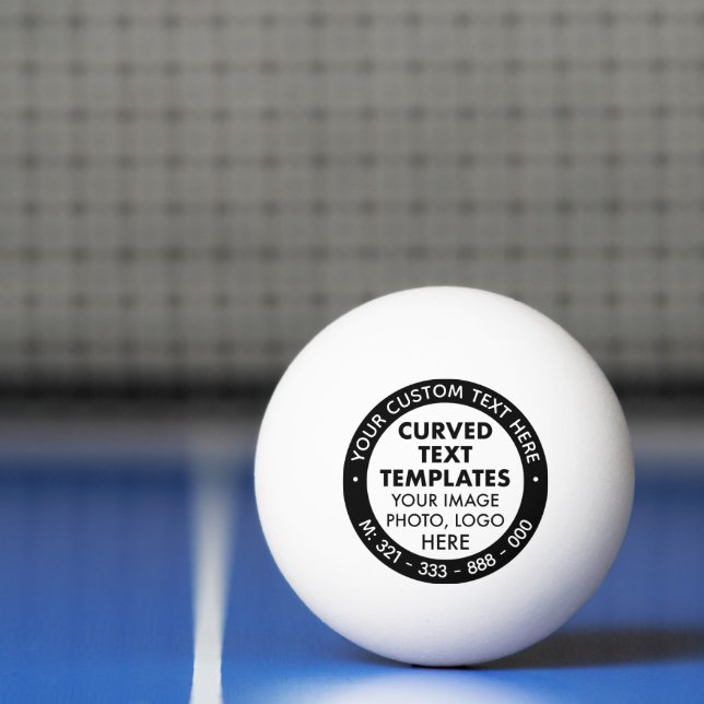 Custom Curved Text Photo Logo White Ping Pong Ball (Net)