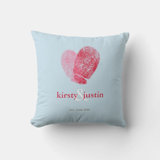 CUSTOM CUSHION simple fingerprint heart couple (Front)