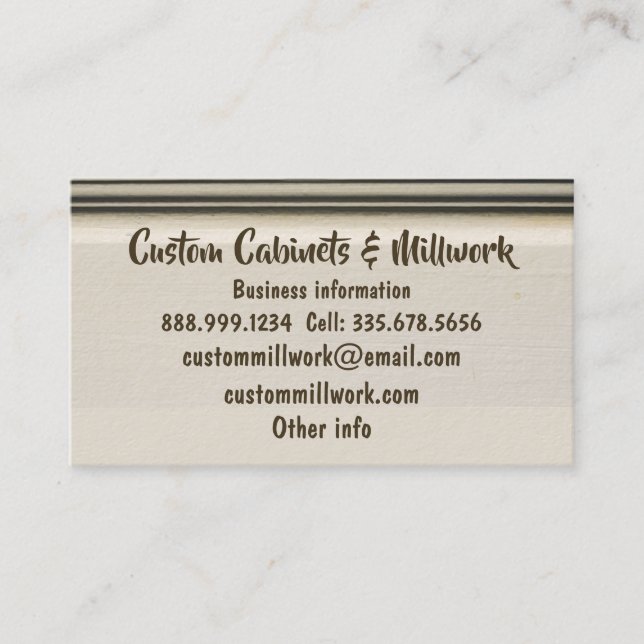 Custom Custom Cabinets & Millwork  Business Card (Front)