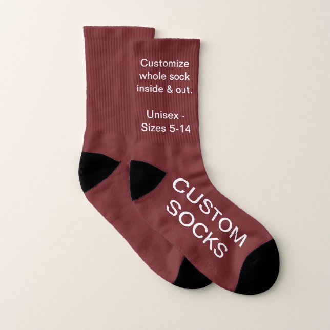 Custom Customisable Small Burgundy Red Socks (Pair)