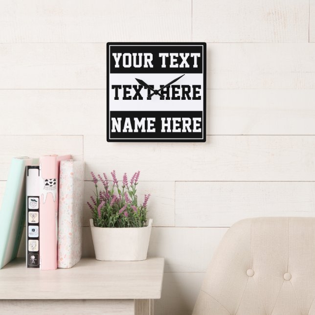 Custom customise name text personalise gift square wall clock (Reading Room)