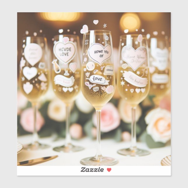 Custom-Cut Champagne glass stickers with c Sticker (Sheet)