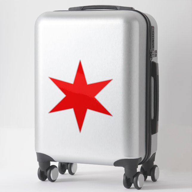 Custom Cut Chicago Flag Red 6-Pointed Star (Suitcase)