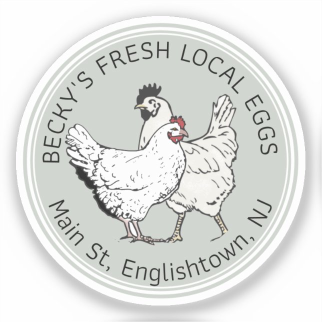 Custom-Cut Local Eggs Vinyl Sticker Vintage Green (Front)