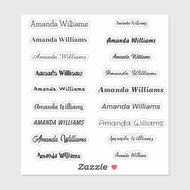 Custom Cut Name Stickers (Sheet)
