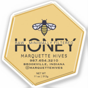 Custom-Cut Vinyl Hexagon Shaped Honey Label