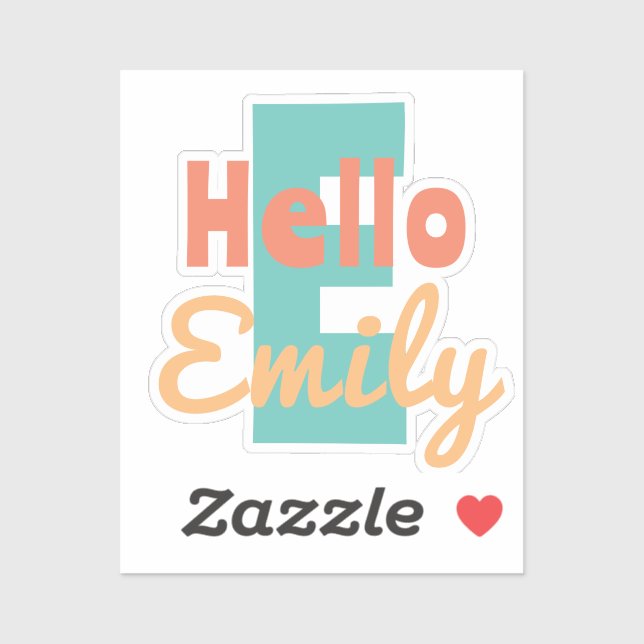 Custom-Cut Vinyl Sticker hello personal name (Sheet)