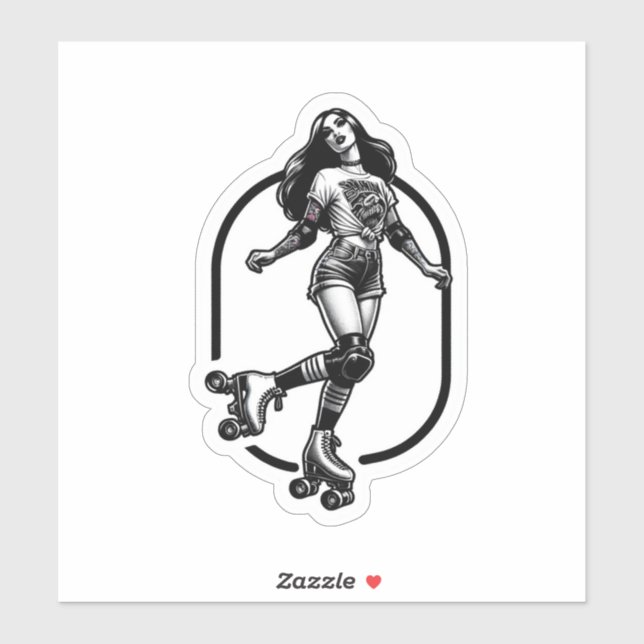 Custom-Cut Vinyl Sticker: Roller Girl (Sheet)