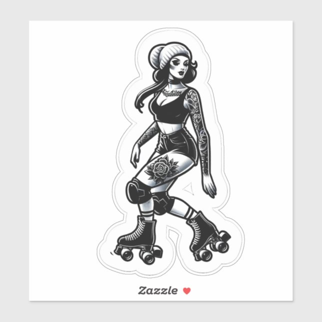 Custom-Cut Vinyl Sticker: Roller Girl (Sheet)