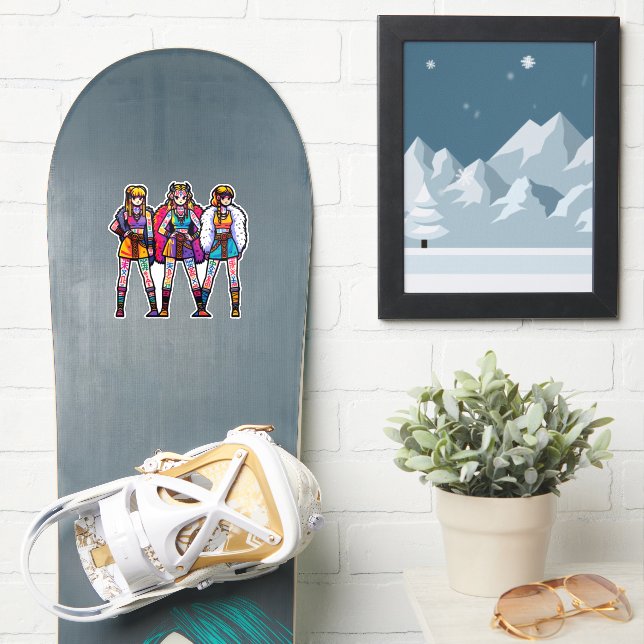 Custom-Cut Vinyl Sticker: Three Warrior Women (Snowboard)