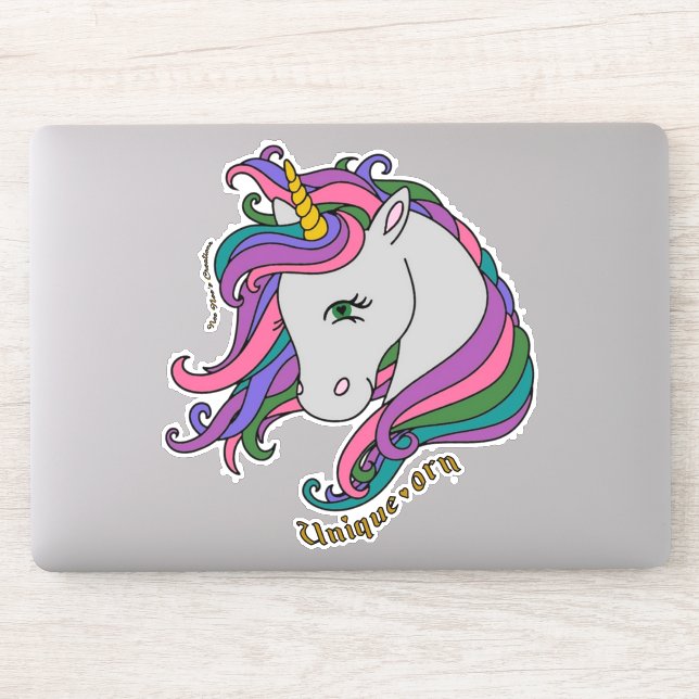 Custom-Cut Vinyl Sticker - Unique-orn (Computer)