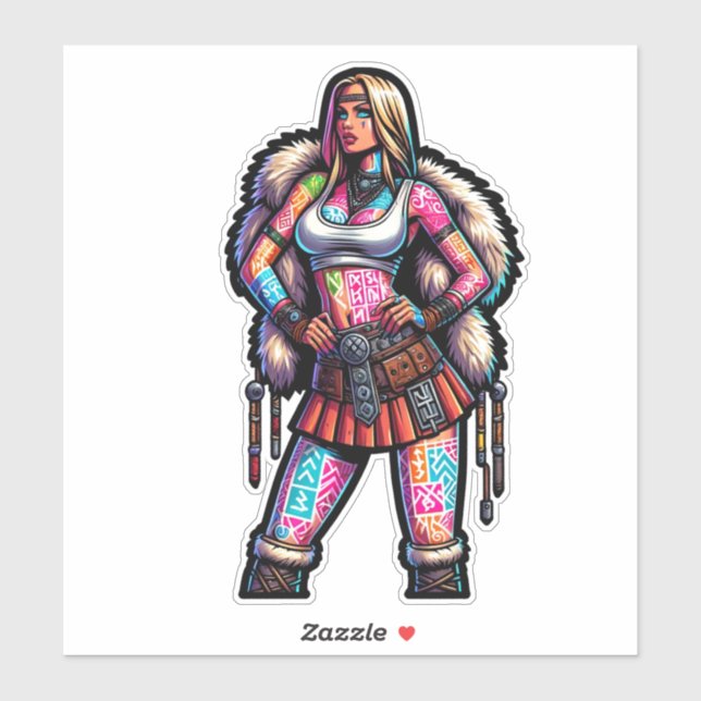 Custom-Cut Vinyl Sticker: Warrior Woman (Sheet)