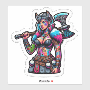 Custom-Cut Vinyl Sticker: Warrior Woman