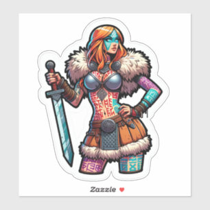 Custom-Cut Vinyl Sticker: Warrior Woman