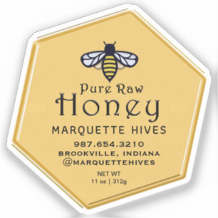 Custom-Cut Yellow Vinyl Hexagon Shaped Honey Label