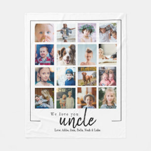 custom cute 16 photo collage uncle gift fleece blanket