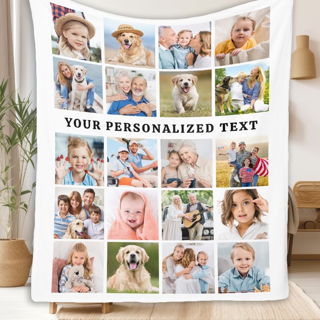 Custom Cute 20 Photos Collage Family Friends Pets  Fleece Blanket (Creator Uploaded)