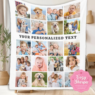 Custom Cute 20 Photos Collage Family Friends Pets Sherpa Blanket