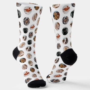 Custom Cute 8-Photo Pet Collage   White Socks