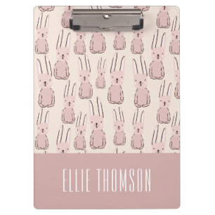 Custom Cute Animal Pink Bunny Pattern Clipboard
