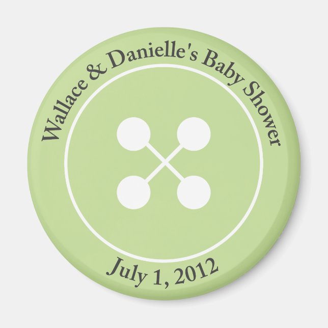 Custom Cute as a Button Baby Shower Magnet Favour (Front)