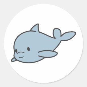 Custom Cute Baby Dolphin Cartoon Classic Round Sticker