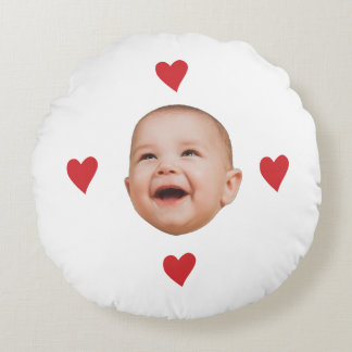 Custom Cute Baby Face One Photo Round Cushion