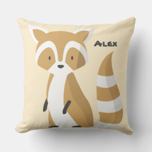 Custom Cute baby racoon white brown Nursery pink Cushion