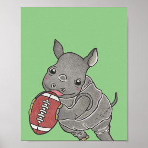 Custom Cute Baby Rhino  Animal Nursery Poster