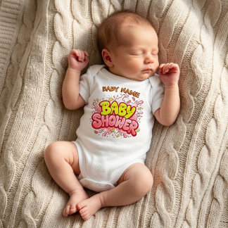 Custom Cute Baby Shower Personalised Baby Name Bodysuit